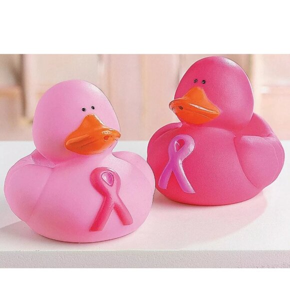 Pink Ribbon Awareness Rubber Duckies ~ Set of 12 ~ Breast Cancer Awareness Ducks - Picture 2 of 2